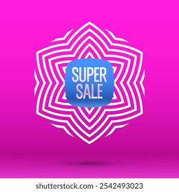 New Year's banner for sales. An advertising minimalistic banner with a beautiful linear pattern resembling a snowflake. . Winter sale banner. Original poster for discount.