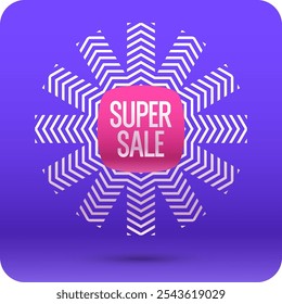 New Year's banner for sales. An advertising minimalistic banner with a beautiful linear pattern resembling a snowflake. . Winter sale banner. Original poster for discount.