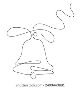 New Year's bell made of lines on a white background.