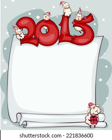 New Year's blank 2015 with the ram and goat. Place for text