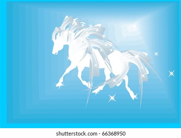 New Year's blue background with a white horse