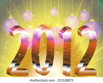 New Year's bright background with the balls and figures 2012