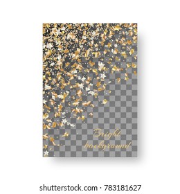 New Year's brilliant invitation mock-up with golden stars of confetti for festive decoration