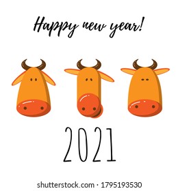 New year's bull as a symbol of the Chinese new year. Vector illustration