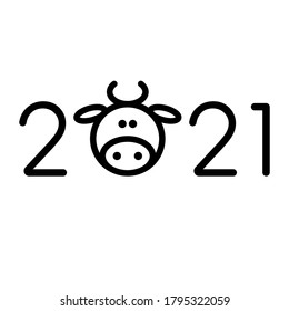 New year's bull as a symbol of the Chinese new year. Vector illustration