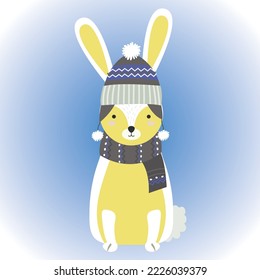 New Year's bunny in winter clothes