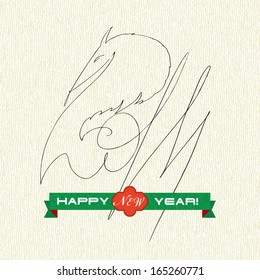 New Year's Calligraphy 2014 Year of the Horse. New Year's greeting card.