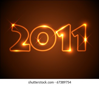 New Years card 2011 - golden / orange neon numbers