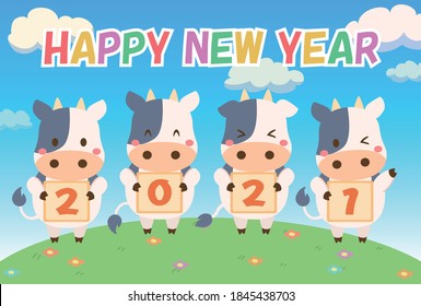 New Year's card for 2021 Ox