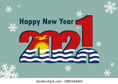 New Year's card 2021. In the photo: an element of the Kiribati flag, a festive inscription and snowflakes. It can be used as a promotional poster, postcard, flyer, invitation or website.