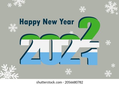 New Year's card 2022. Depicted: an element of the flag of Sierra Leone, a festive inscription and snowflakes. it can be used as a promotional poster, postcard, flyer, invitation or website.