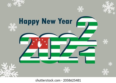 New year's card 2022. Depicted: element of the flag of Abkhazia, festive inscription and snowflakes. It can be used as a promotional poster, postcard, flyer, invitation or website.