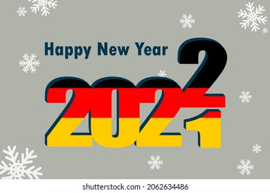 New year's card 2022. Depicted: an element of the German flag, a festive inscription and snowflakes. it can be used as a promotional poster, postcard, flyer, invitation or website