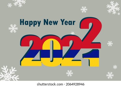 New Year's card 2022. In the photo: an element of the Palmyra Atoll flag. Festive inscription and snowflakes. It can be used as an advertising poster, postcard, flyer, invitation or website.