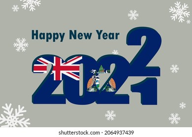 New Year's card 2022. In the photo: an element of the Ascension Island flag. Festive inscription and snowflakes. It can be used as an advertising poster, postcard, flyer, invitation or website.