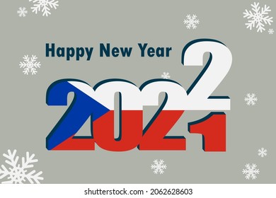 New year's card 2022. It shows an element of the Czech flag, a festive inscription and snowflakes. It can be used as a promotional poster, postcard, website, or national greeting.