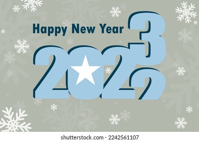 New Year's card 2023. Depicted: an element of the flag of Somalia, a festive inscription and snowflakes. it can be used as a promotional poster, postcard, flyer, invitation, or website.