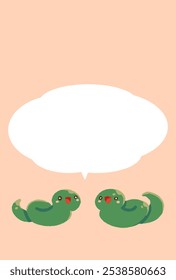New Year's card for 2025 with a snake and a speech bubble