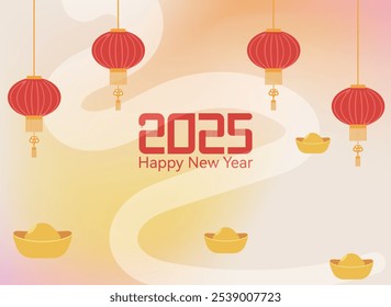 New Year's card 2025 Year of the Snake gold background