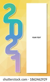 A new year's card or a new year's banner with yellow geometric pattern. You can write down your own text in the white blank box on the right.