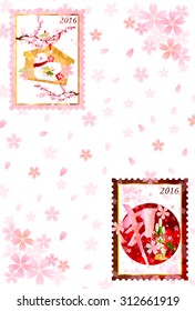 New Year's card cherry background