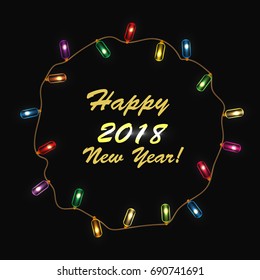 New Year's card with Christmas garlands