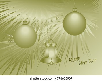 New Years Card with Christmas Tree. EPS10 vector illustration