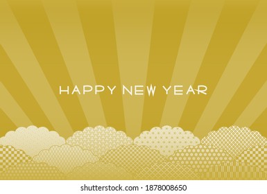 New Year's card. Cloud shape and light. Japanese traditional pattern. Vector illustration.