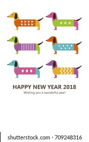 New years card of colorful dogs vertical