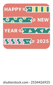 New Year's card with a cute snake pattern [Vertical] (2025, Snake)