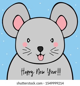 New Year's card design of the year 2020 with a cute character. Year of Rat Vector Design.