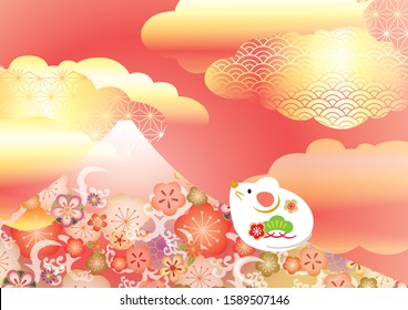 New Year's card design of the year 2020 with a cute character.