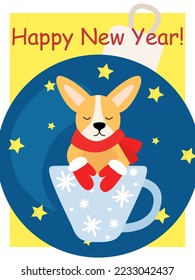 new year's card, dog christmas mug background