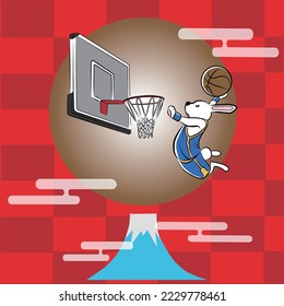New Year's card of a dunking rabbit