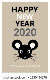 New years card of funny black mouse