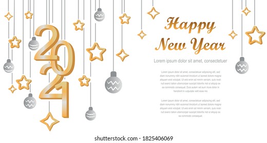 New Year's card. Happy New Year background template vector.
