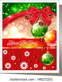 New Year's card for the holiday with snowflakes with the inscription Happy New Year.