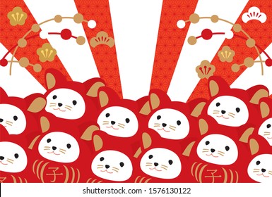 New Year's card illustration for 2020 (Daruma is a mouse) / Happy New Year.
Daruma is written in Japanese like a mouse.