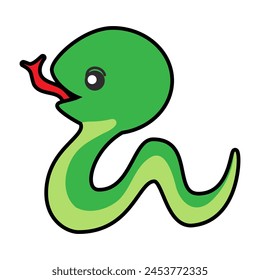 New Year's card - Illustration of a cute snake looking sideways for the Year of the Snake