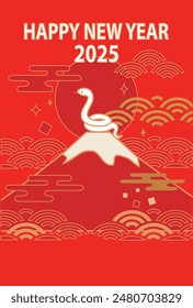 New Year's card of the illustration of a lucky white snake Vertical length