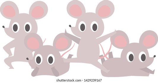 New Year's card illustration of a simple and cute rat