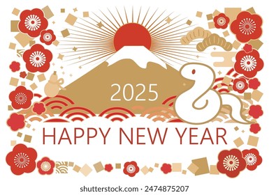 New Year's card with an illustration of a snake.