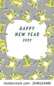New Year's card with illustration of tiger in 2022