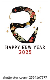 New Year's card illustration for the Year of the Snake, 2025.