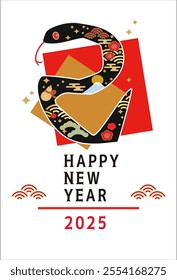 New Year's card illustration for the Year of the Snake, 2025.