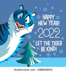 Tarjeta de Año Nuevo con la imagen del símbolo tigre de 2022.