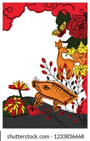 New Year's card Japanese boar