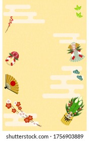 New Year's card: Kadomatsu and Shimenawa, plum, New Year decoration design
Japanese traditional New Year greetings