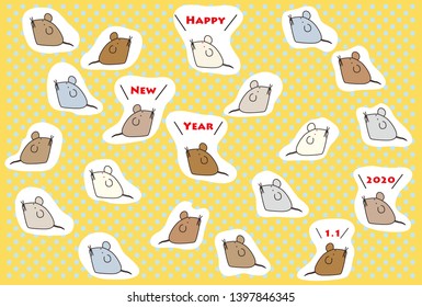 New Year's card with lots of rats.