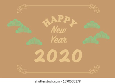 It's the New Year's card material of 2020/the design of the mark of a pine.